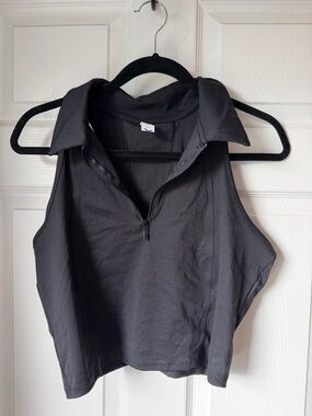 Old Navy Black Sleeveless Zip Polo Cami